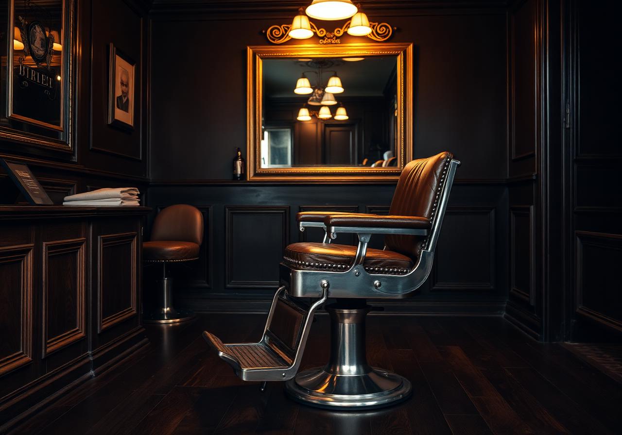 Vintage kappersstoel in moderne kapsalon